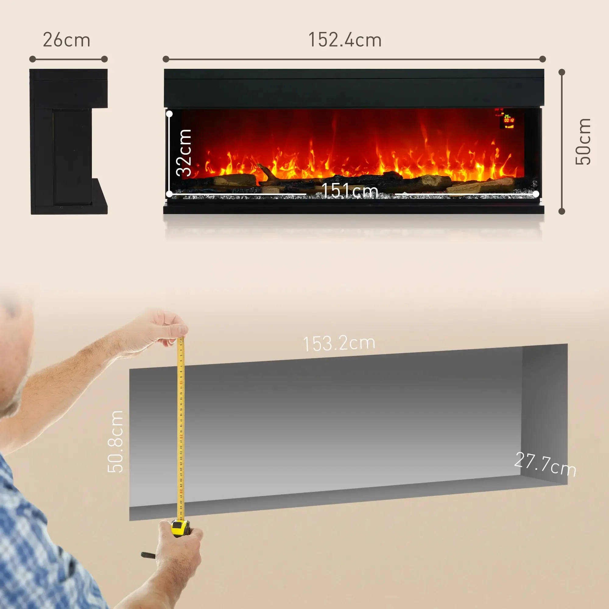 Homcom 1.8kW Electric Fireplace