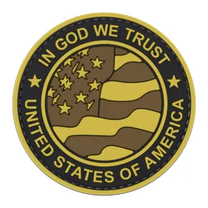 In God We Trust US Flag Patch Brown