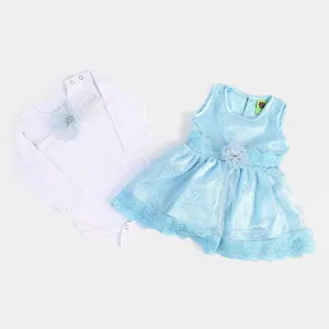 Infant Girls 3PCs Set   - Sky Blue