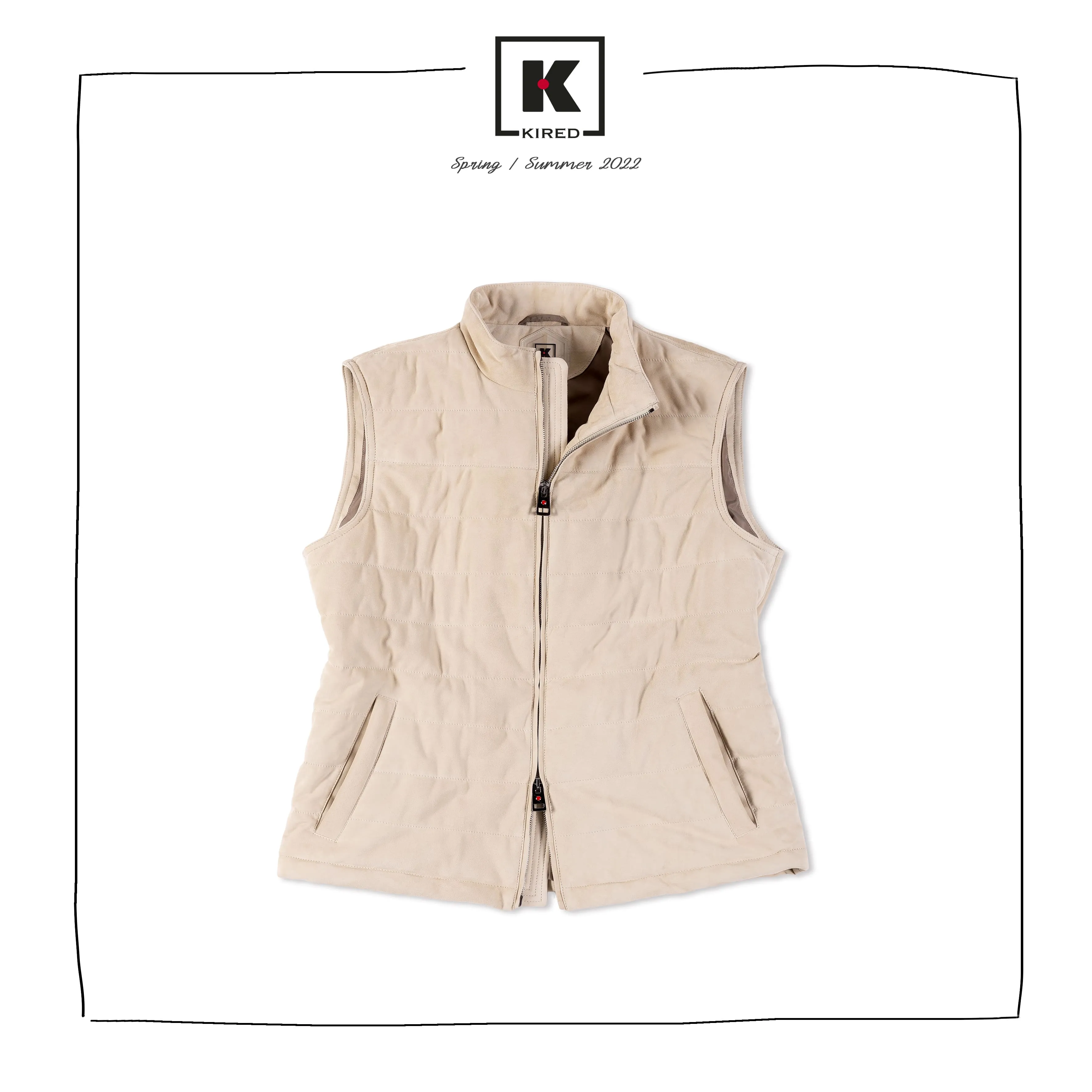 KITON KIRED "Est" Beige Lambskin Suede Leather Vest 48 S