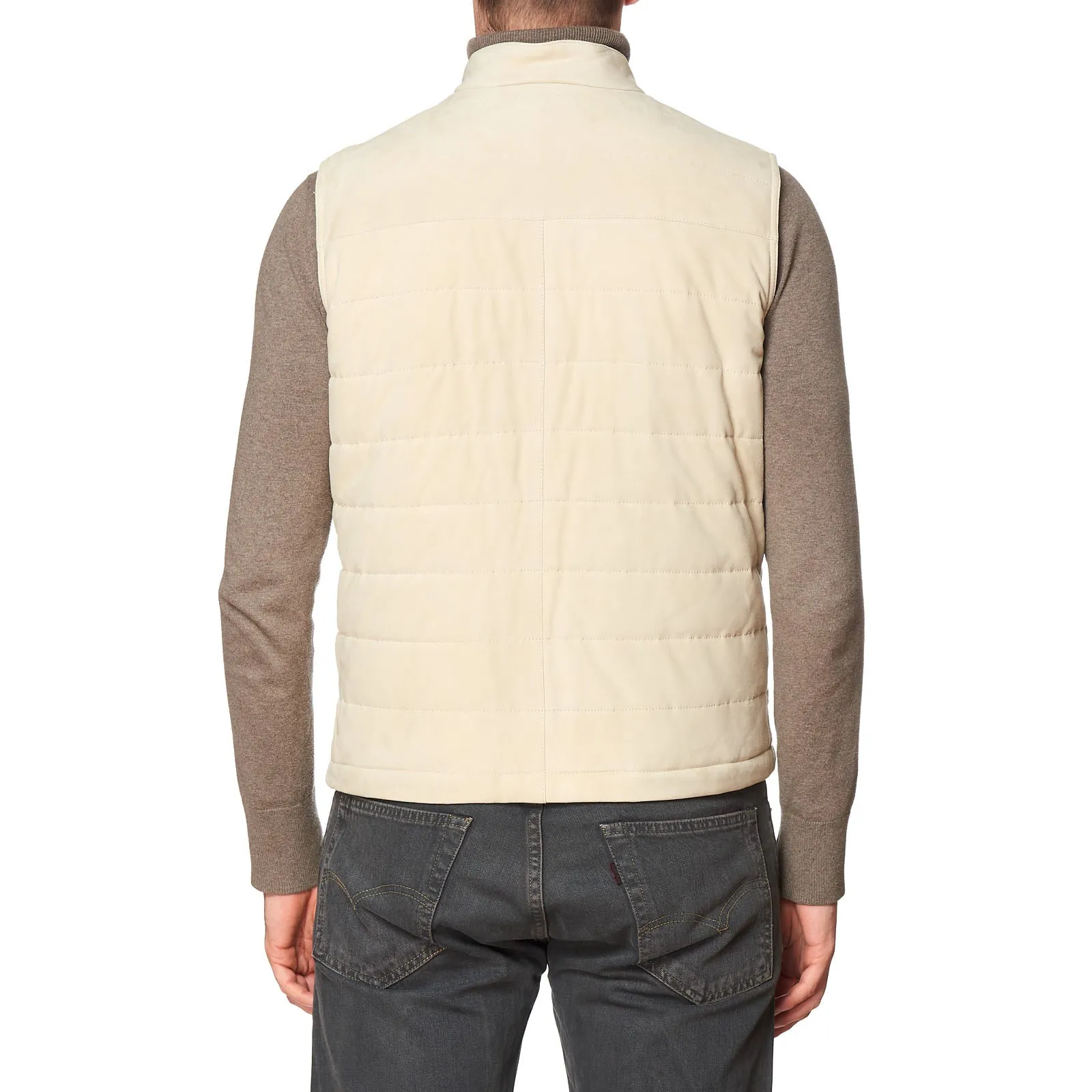 KITON KIRED "Est" Beige Lambskin Suede Leather Vest 48 S