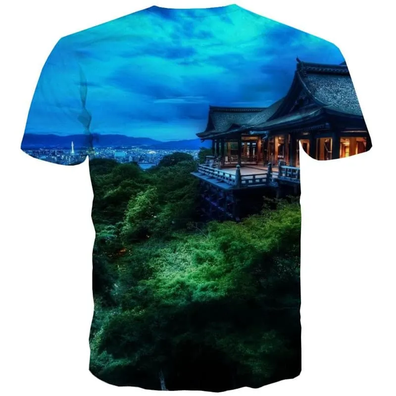 Landscape T-shirt Men Green Funny T shirts Cloud T-shirts 3d Harajuku Shirt Print