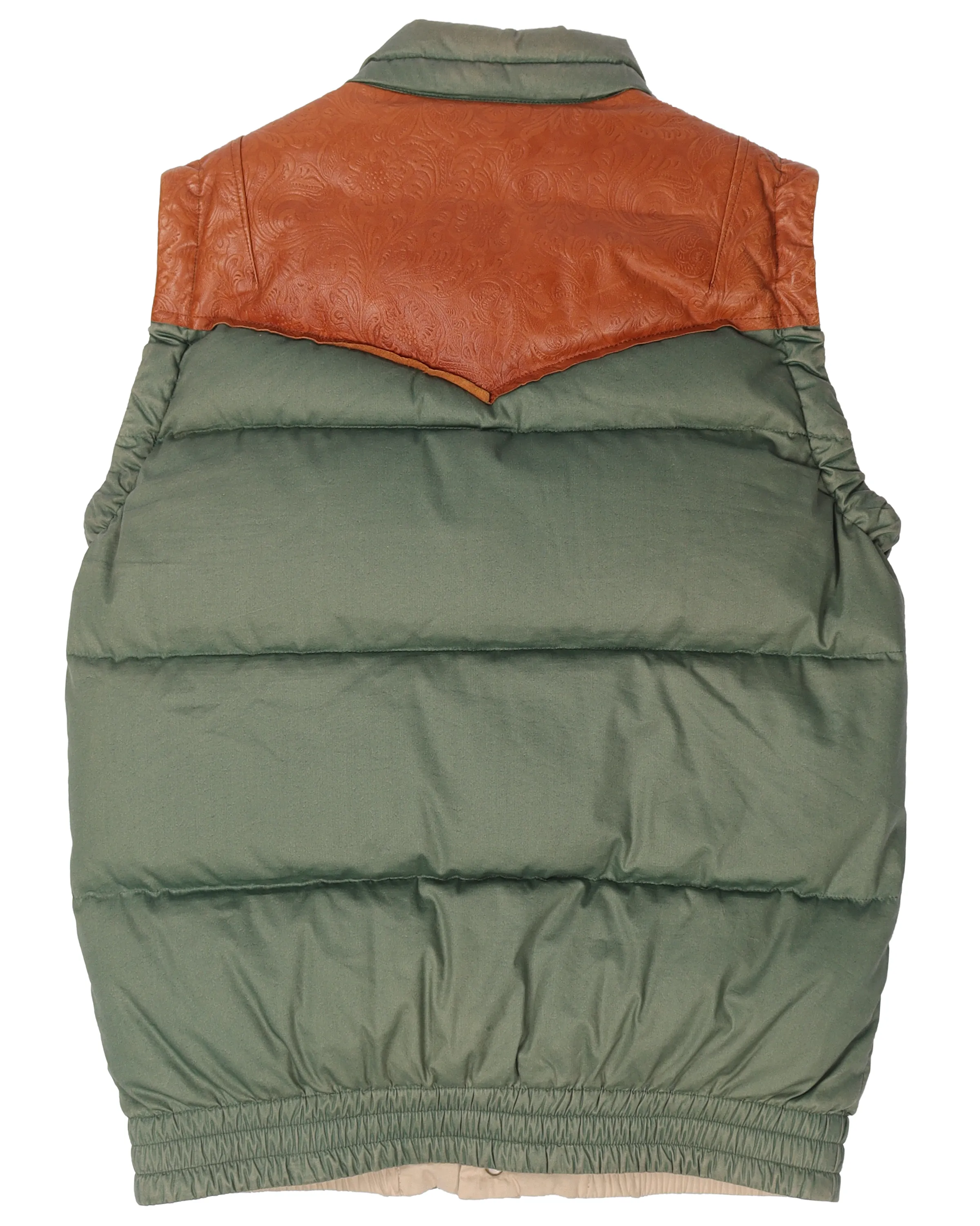 Leather-Trimmed Down Vest