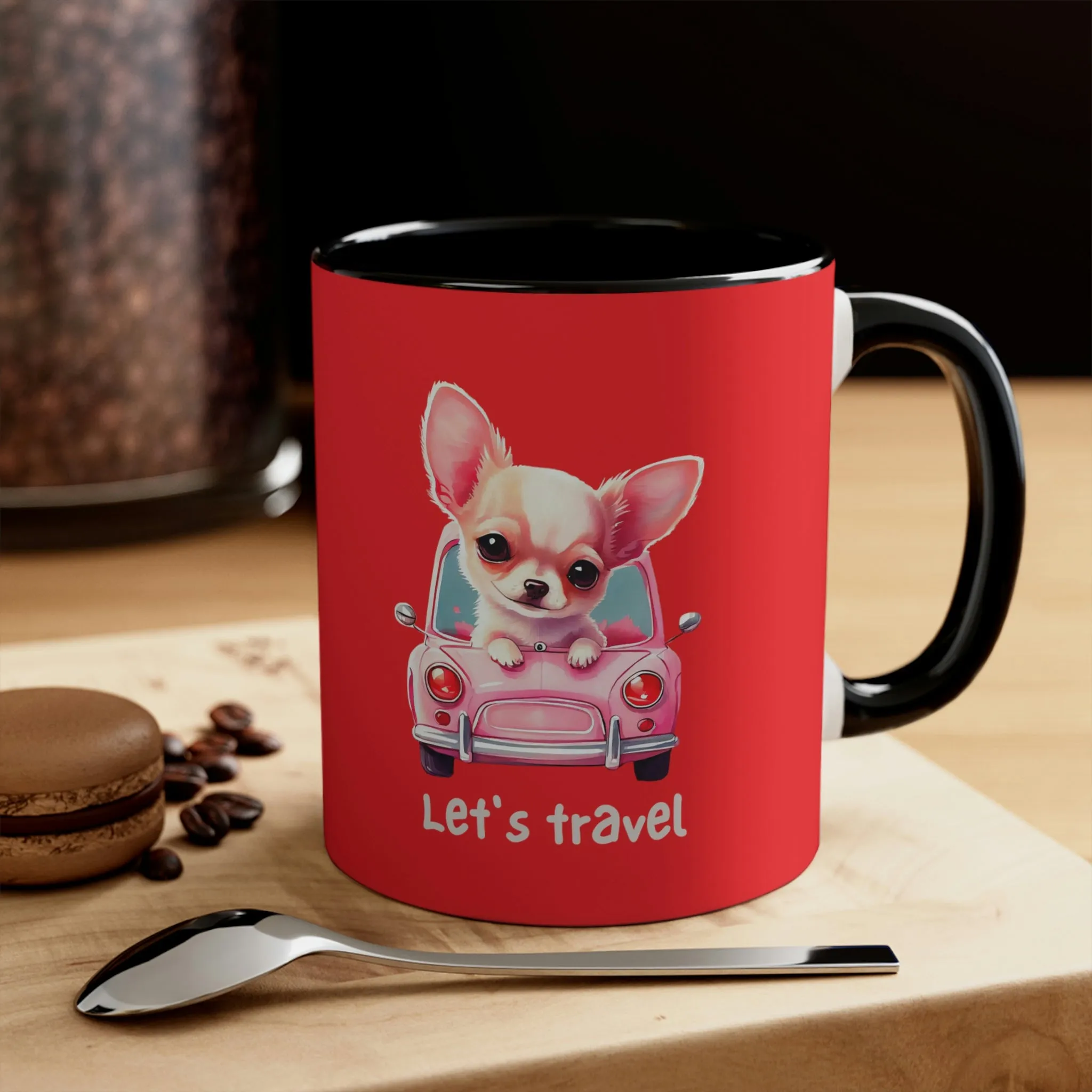 Let’s Travel Dog POD Accent Coffee Mug, 11oz