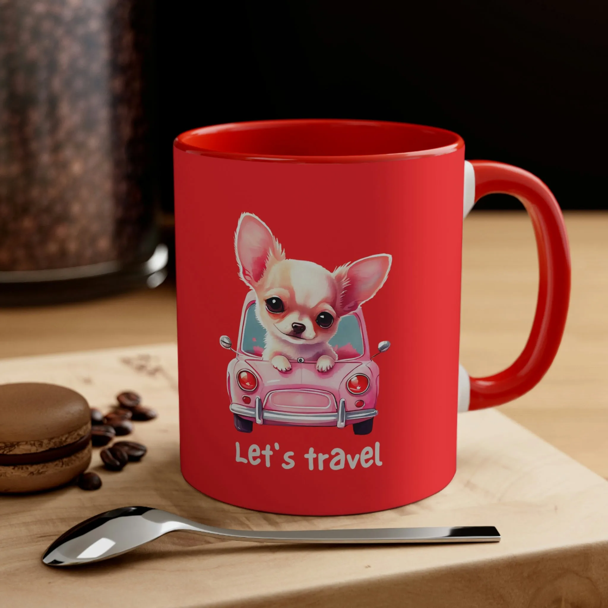 Let’s Travel Dog POD Accent Coffee Mug, 11oz