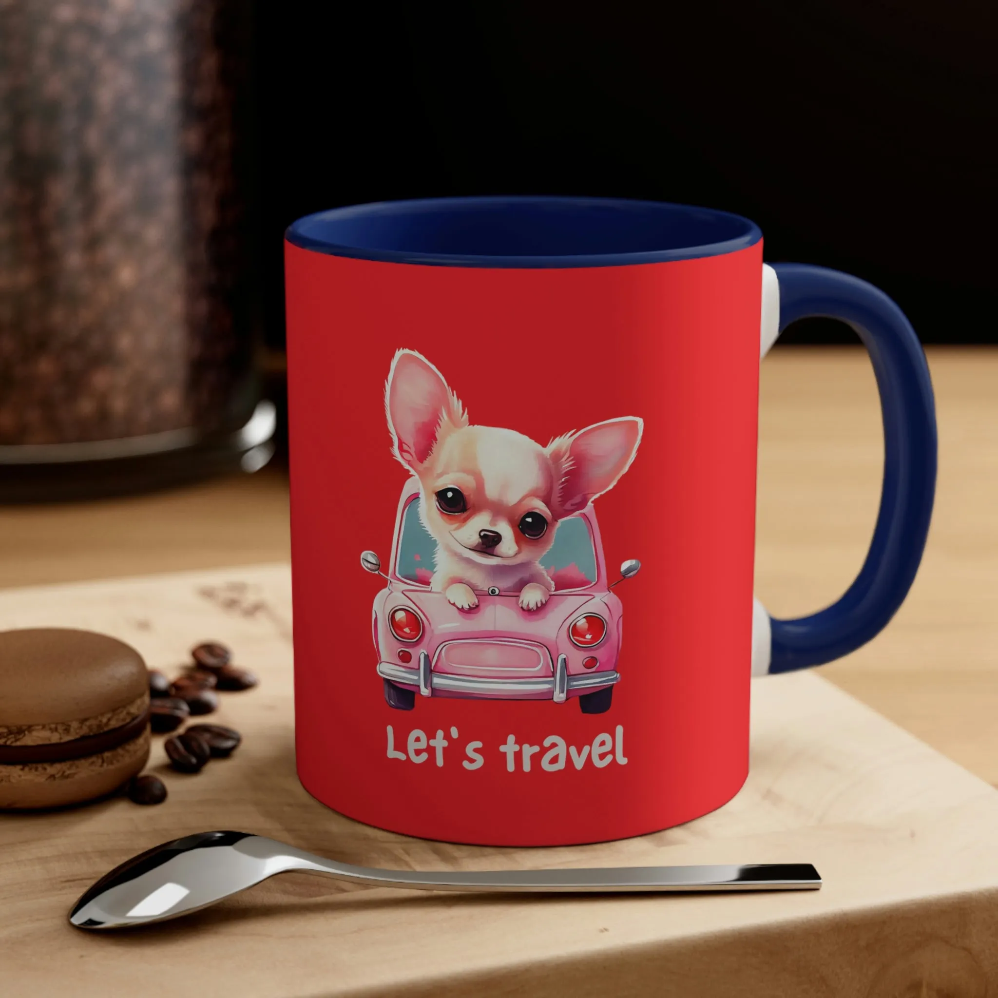 Let’s Travel Dog POD Accent Coffee Mug, 11oz