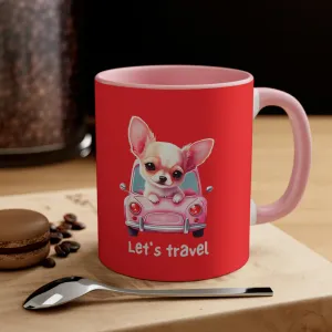 Let’s Travel Dog POD Accent Coffee Mug, 11oz