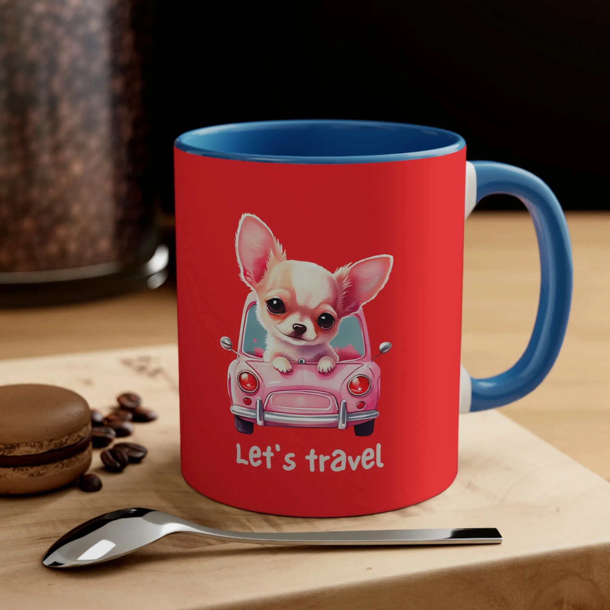 Let’s Travel Dog POD Accent Coffee Mug, 11oz