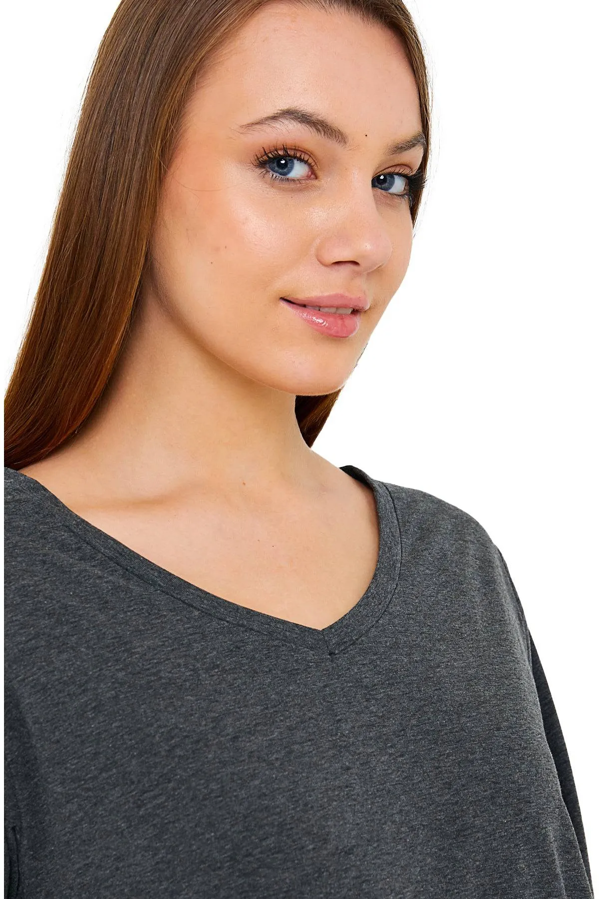 Long Sleeve V-Neck Shirts for Women & Girls - Colorful Pima Cotton