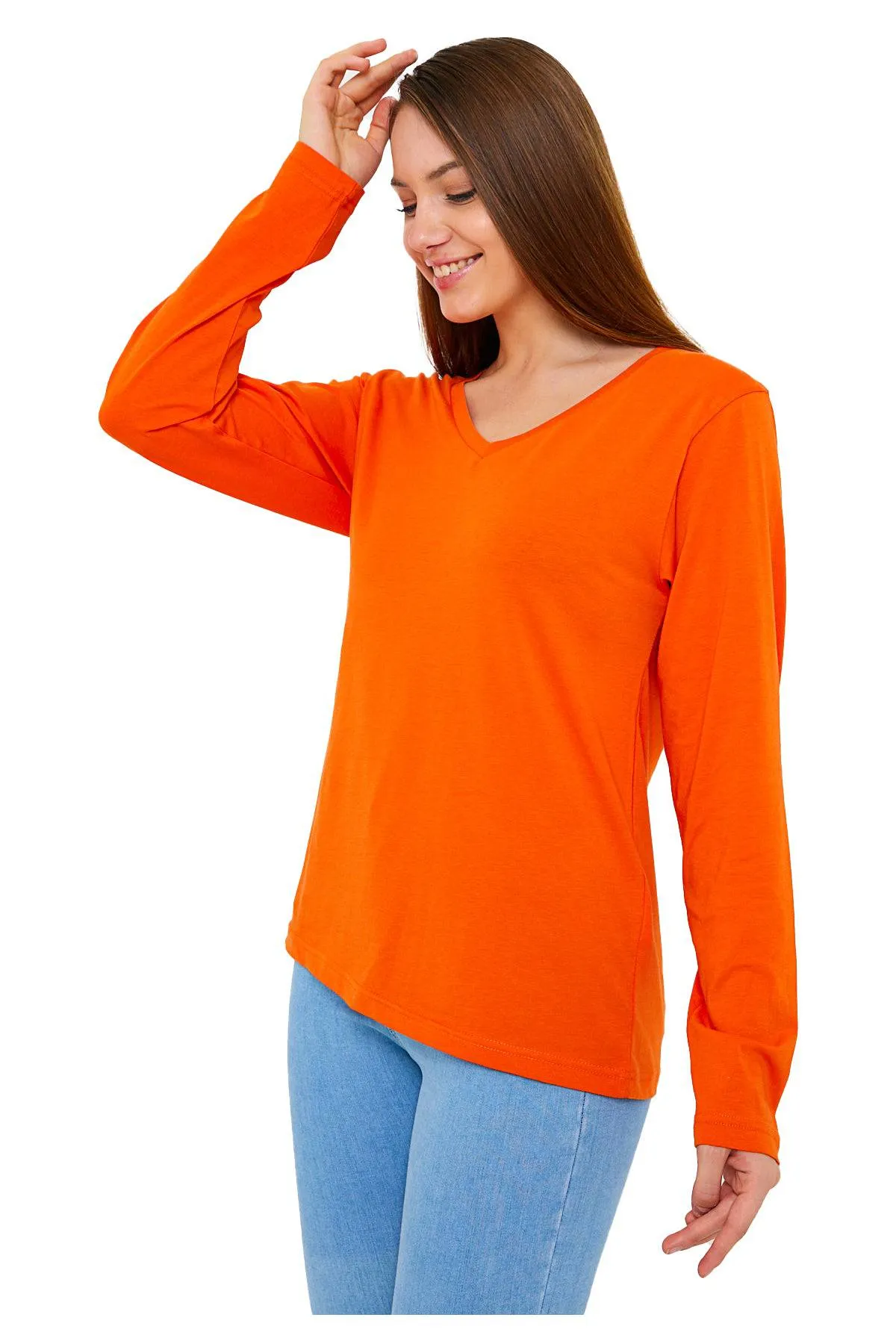 Long Sleeve V-Neck Shirts for Women & Girls - Colorful Pima Cotton