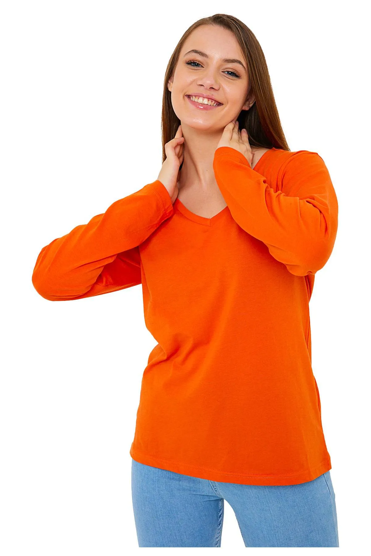 Long Sleeve V-Neck Shirts for Women & Girls - Colorful Pima Cotton