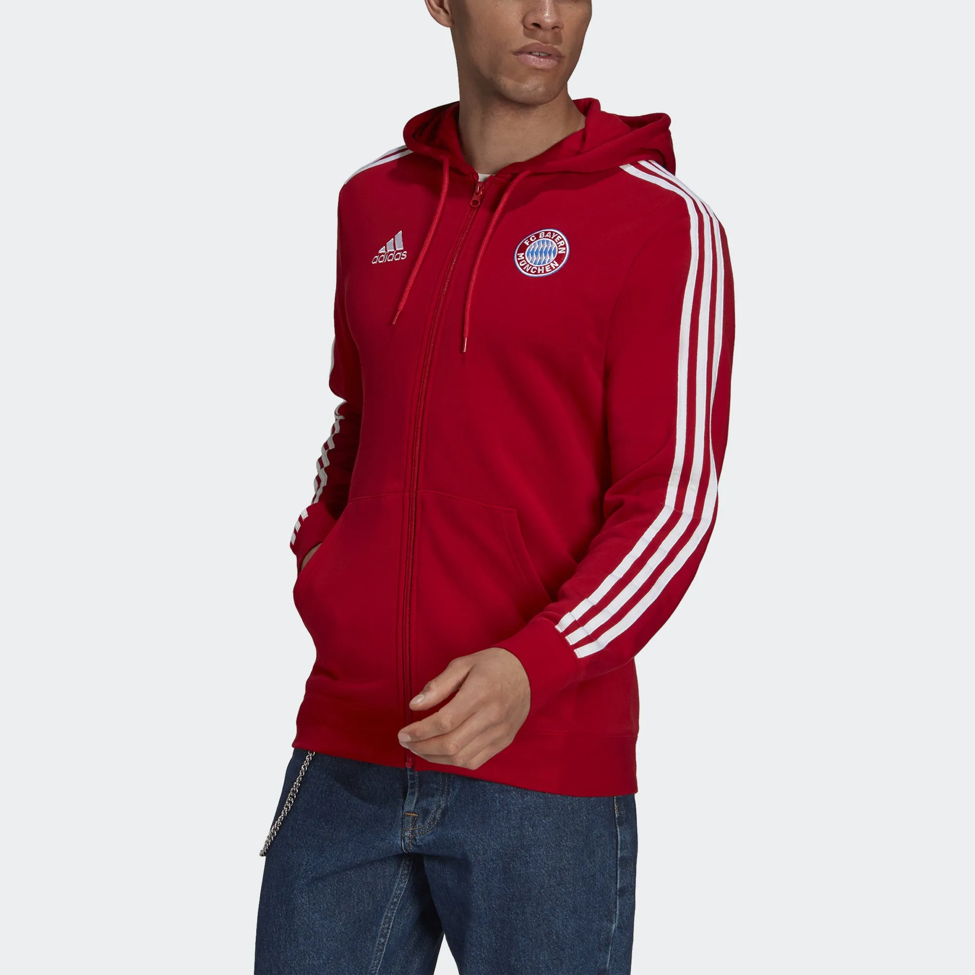 Men's adidas FC Bayern 3-Stripes Full-Zip Hoodie