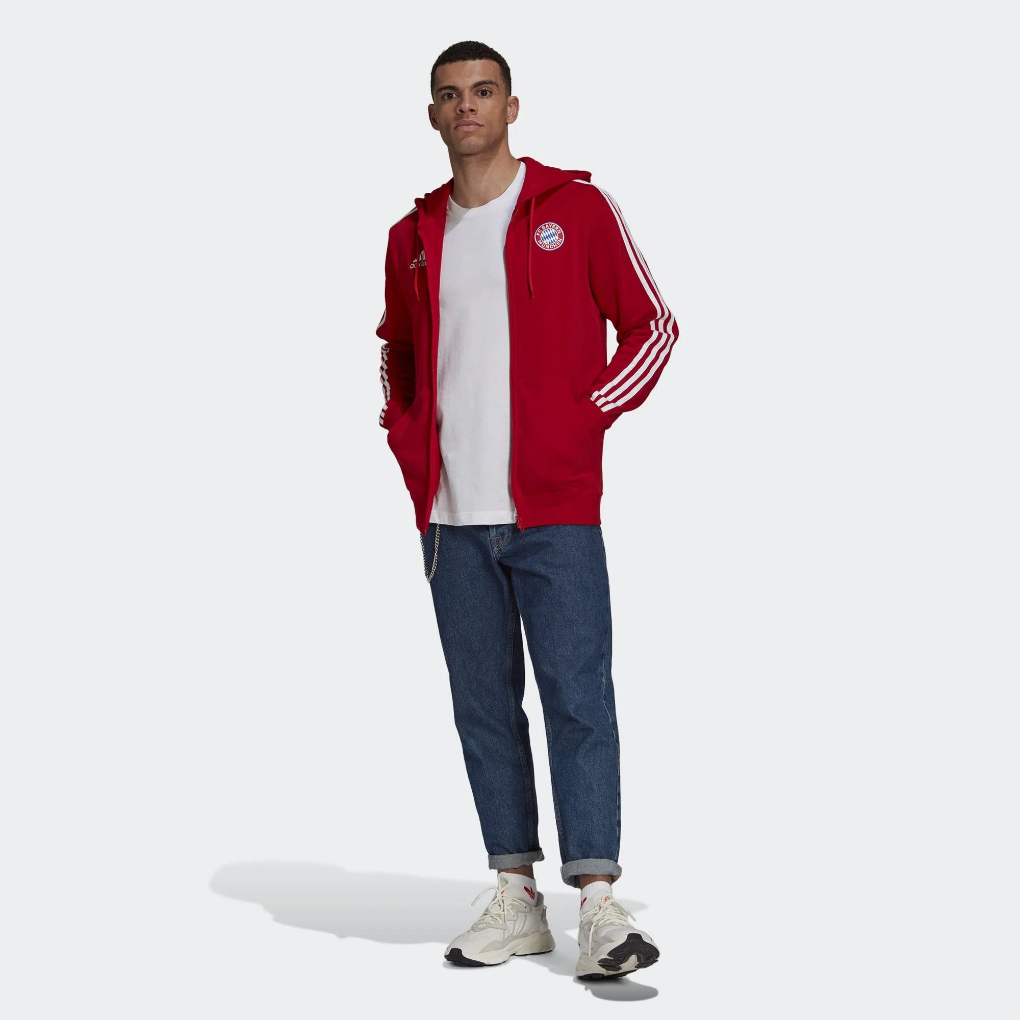 Men's adidas FC Bayern 3-Stripes Full-Zip Hoodie