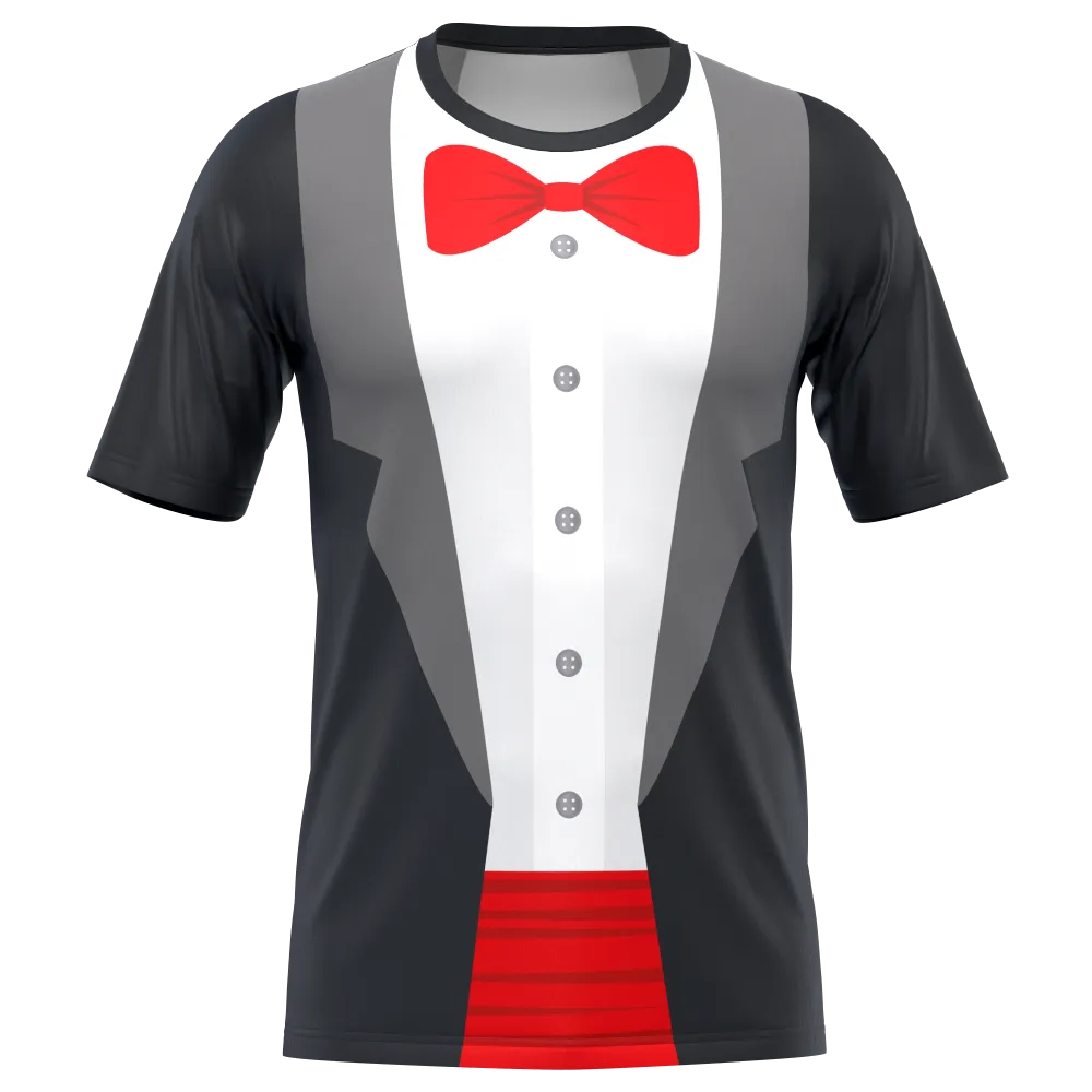 Men's Groom Formal Tuxedo Short Sleeve Running Shirt