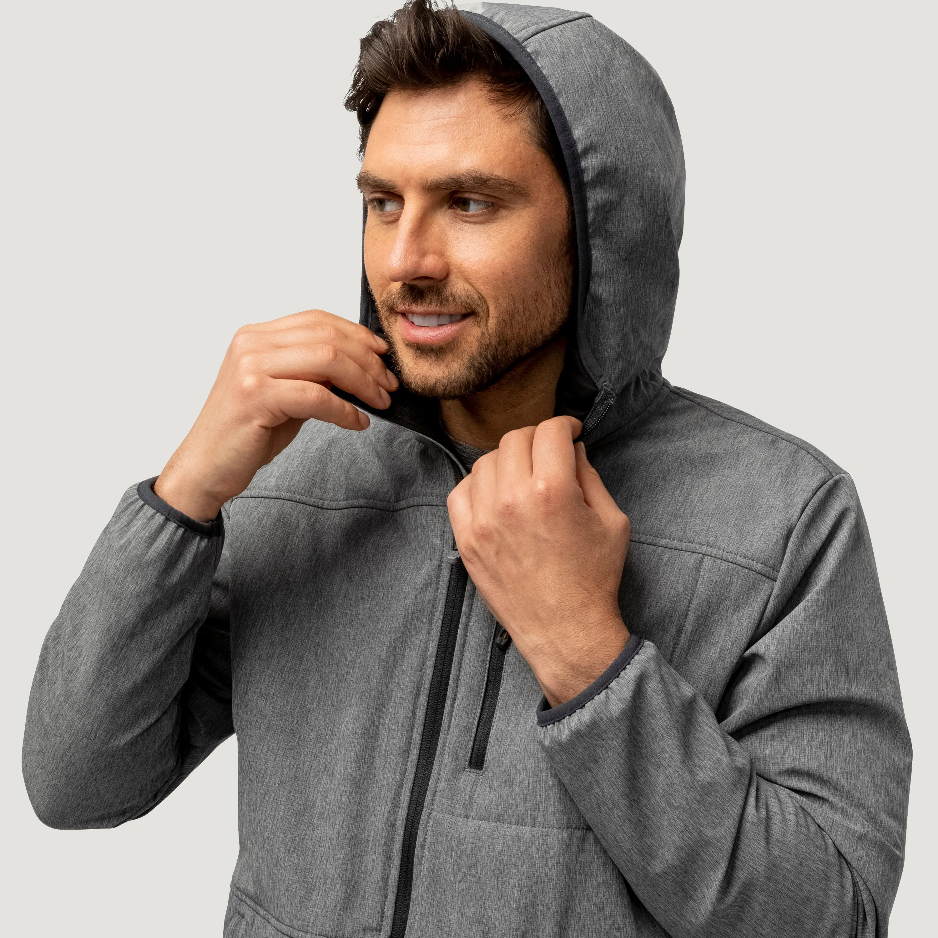 Men's Melange Stretch Full Zip Hoodie