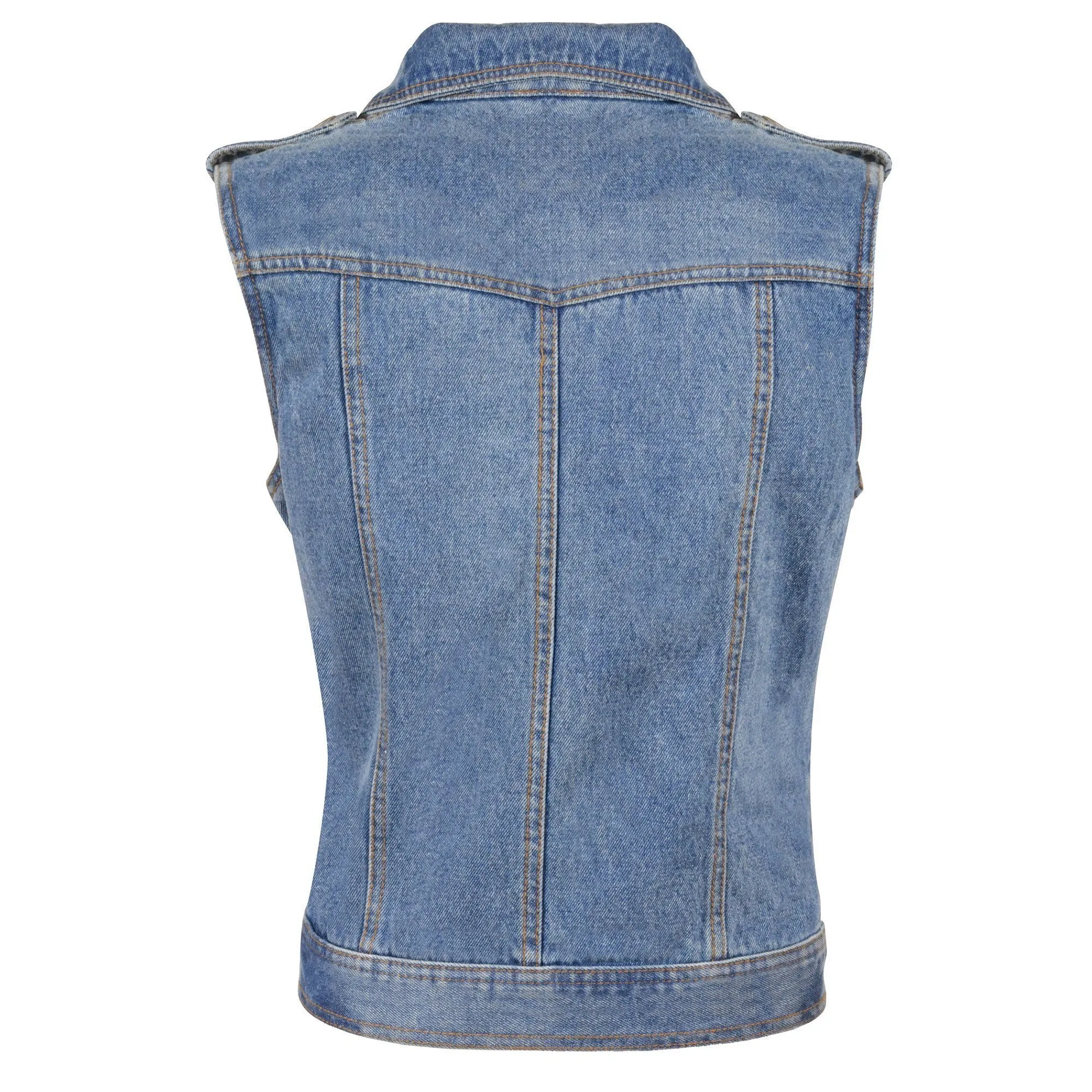 Milwaukee Performance Denim-MDL4030 Ladies Zipper Front Blue Denim Vest w Studded Spikes