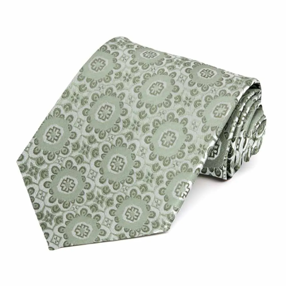 Mint Green Emma Floral Pattern Necktie