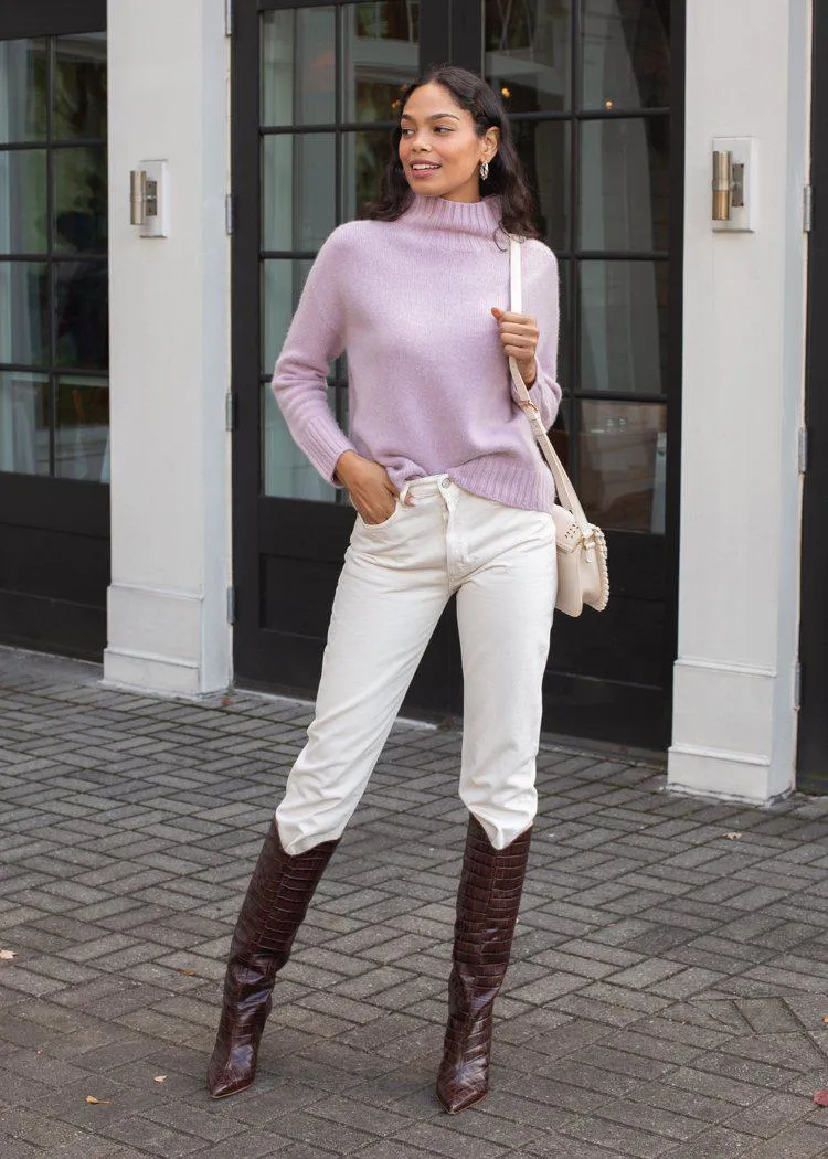 Natalie Mock Neck Sweater-Lilac-***FINAL SALE***