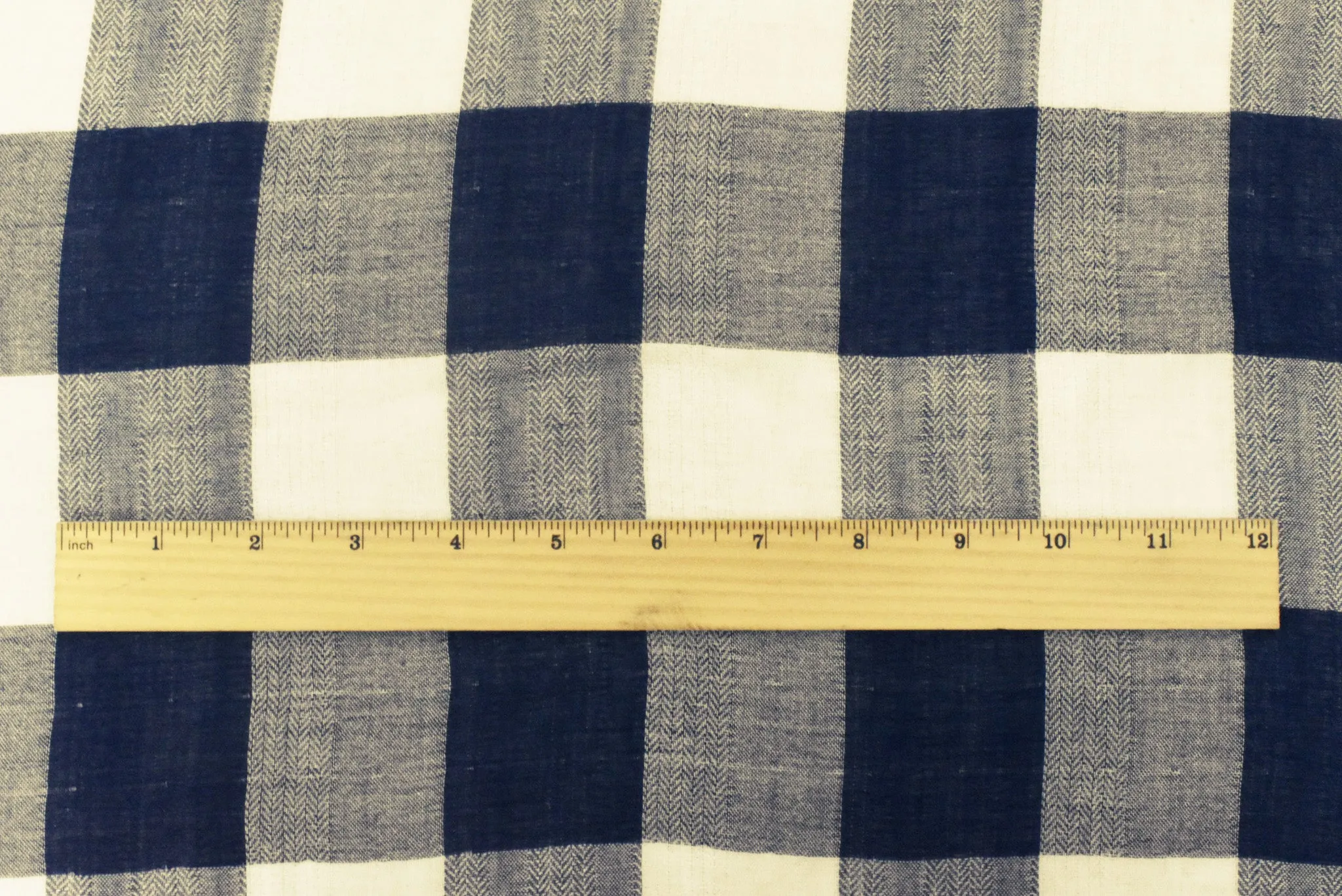 Navy-Ivory Famous Maker Cotton Check Double Weave Fabric