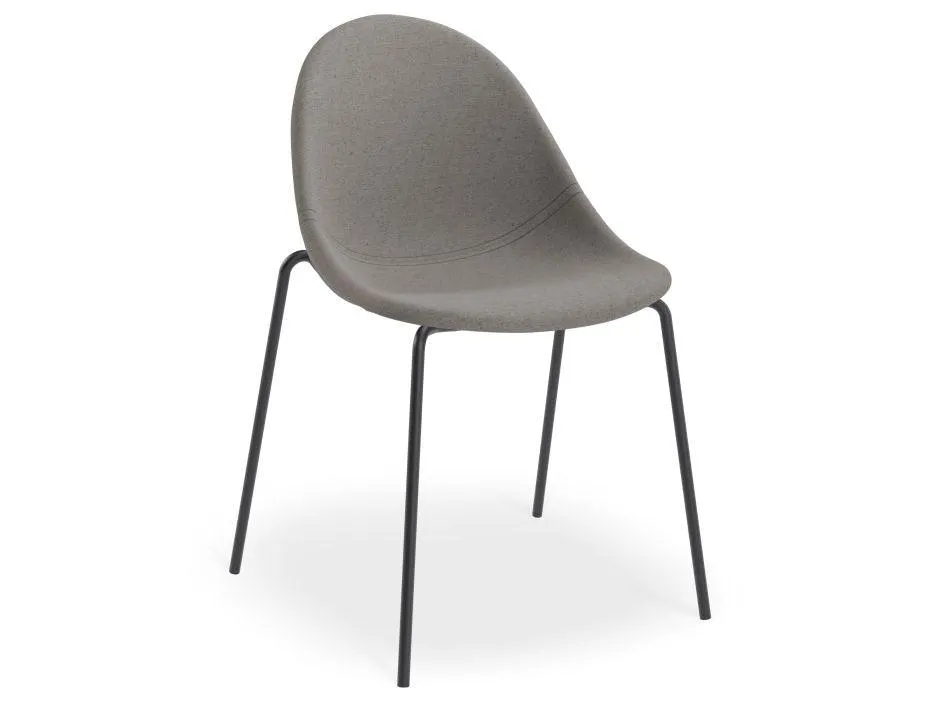 Pebble Fabric Dark Grey Upholstered Chair - 4 Post Base - White