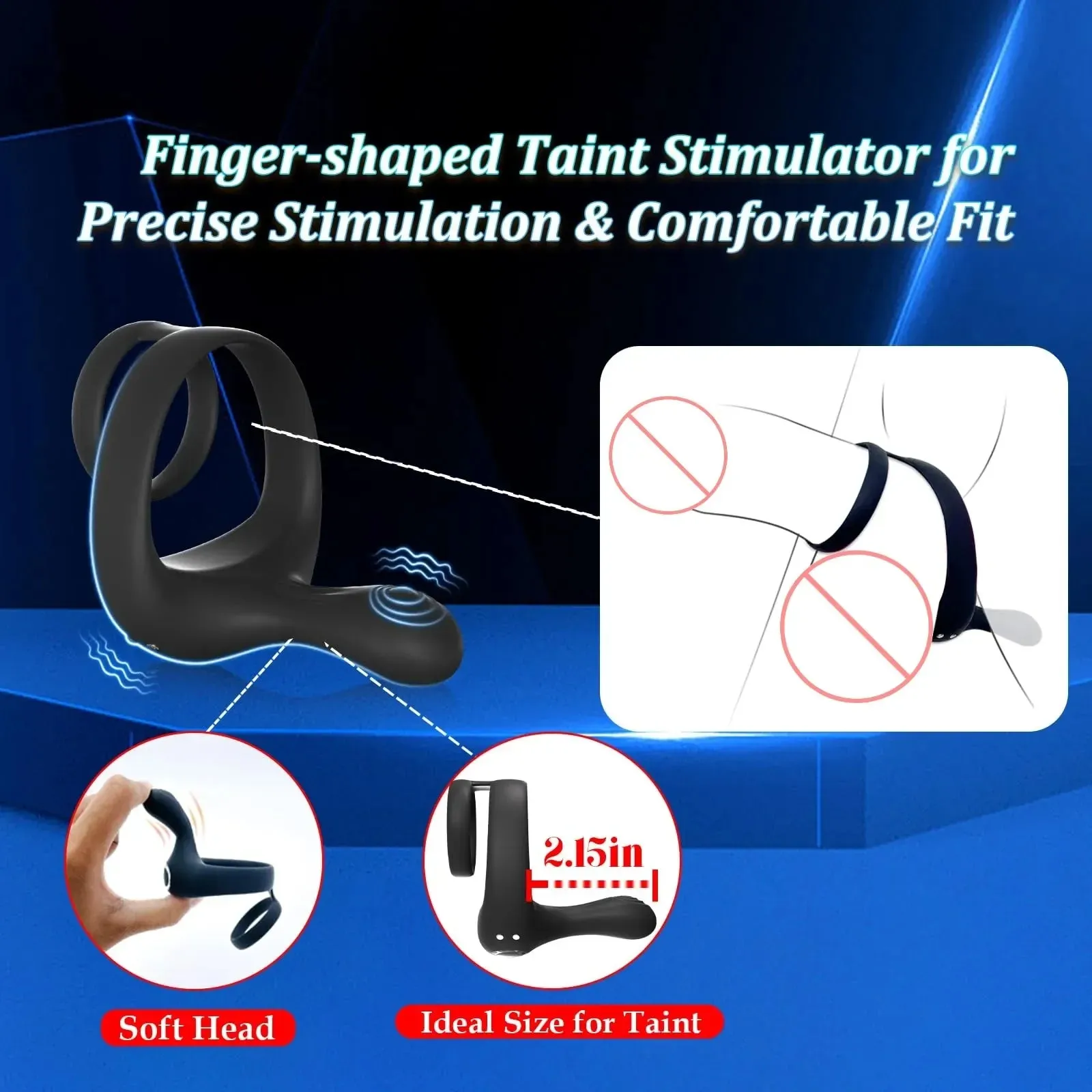 Penis Ring with Vibration, Testicle Massager & Prostate Stimulator for Ultimate Control