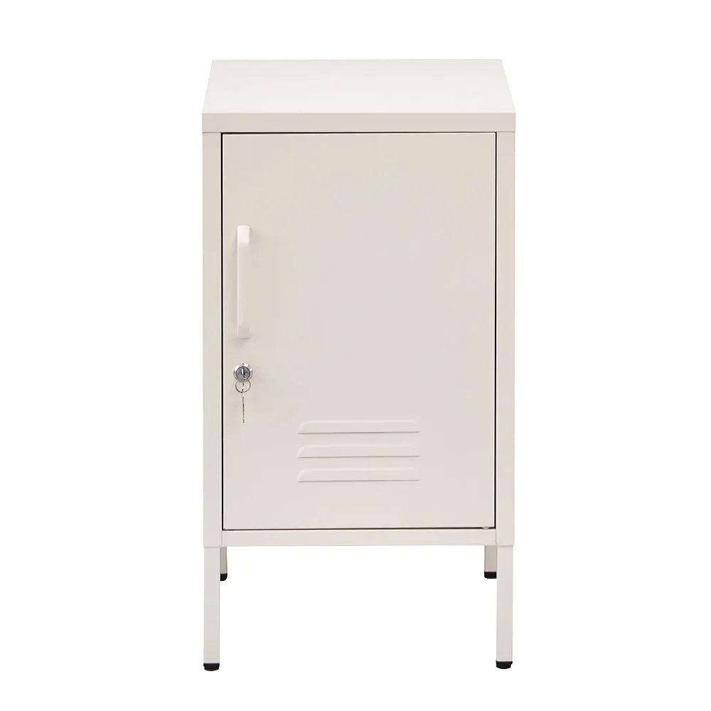 Quesnel Bedside Table Metal Cabinet - White