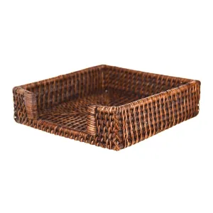 Rattan Napkin Holder Dark Brown 18cm