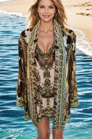 Silk Embellished Kimono Jacket