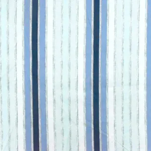 Slight Blue-White-Multi Stripe Printed Stretch Cotton Poplin Woven Fabric