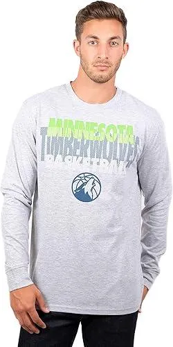 Ultra Game NBA Official Men’s Super Soft Supreme Long Sleeve T-Shirt - Unisex, Minnesota Timberwolves, Heather Gray|Minnesota Timberwolves