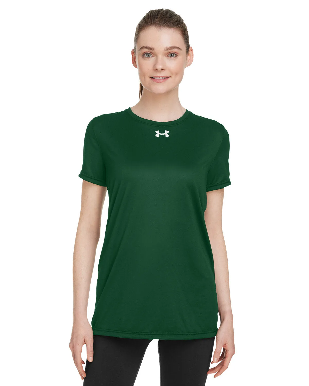 Under Armour Ladies Tech Branded T-Shirts, Forest Green