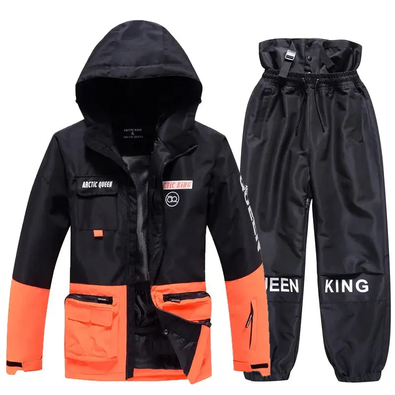 Unisex Insulated Cargo Jacket & Jogger Pants Ski Set 