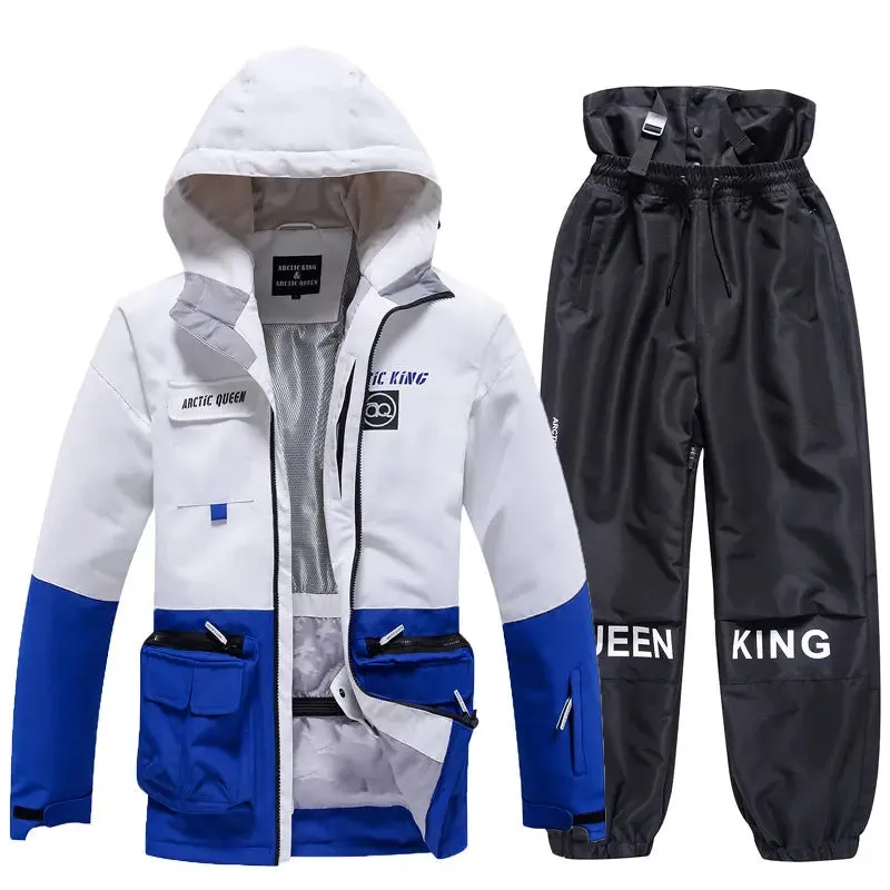 Unisex Insulated Cargo Jacket & Jogger Pants Ski Set 