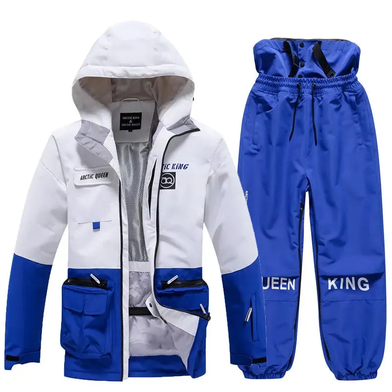 Unisex Insulated Cargo Jacket & Jogger Pants Ski Set 