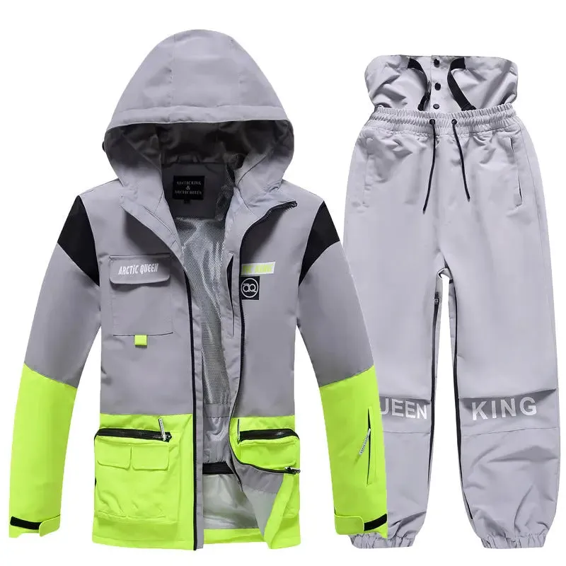 Unisex Insulated Cargo Jacket & Jogger Pants Ski Set 