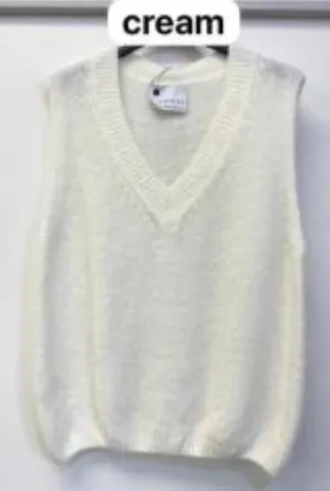 V Neck Superkid Mohair Tank Top - Winter White