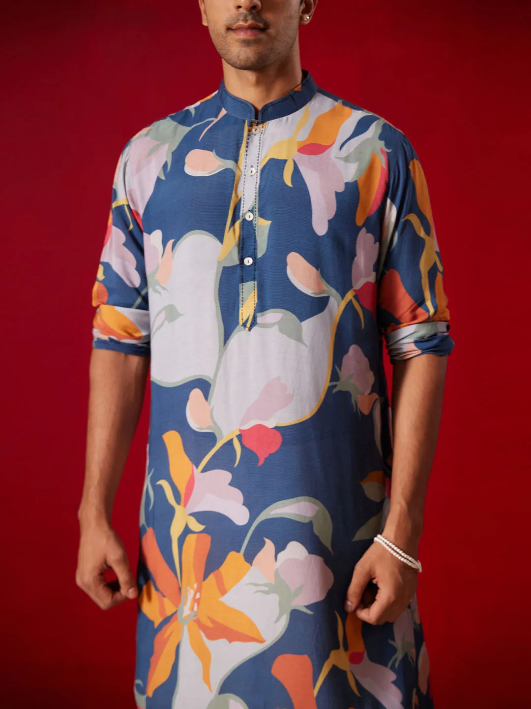 VASTRAMAY Men's Floral Printed Kurta Set