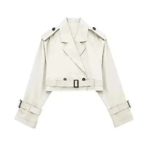 Wenkouban-Winter outfits Christmas Cropped Trench Jacket With Belt