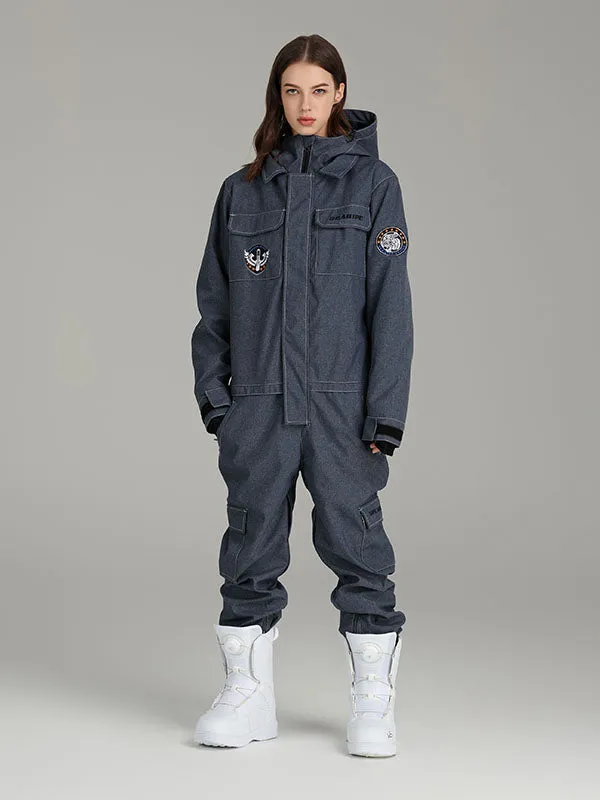 Women's Searipe Denim Work One Piece Snowsuit