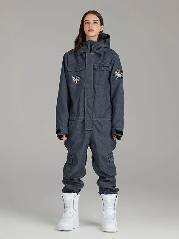 Women's Searipe Denim Work One Piece Snowsuit