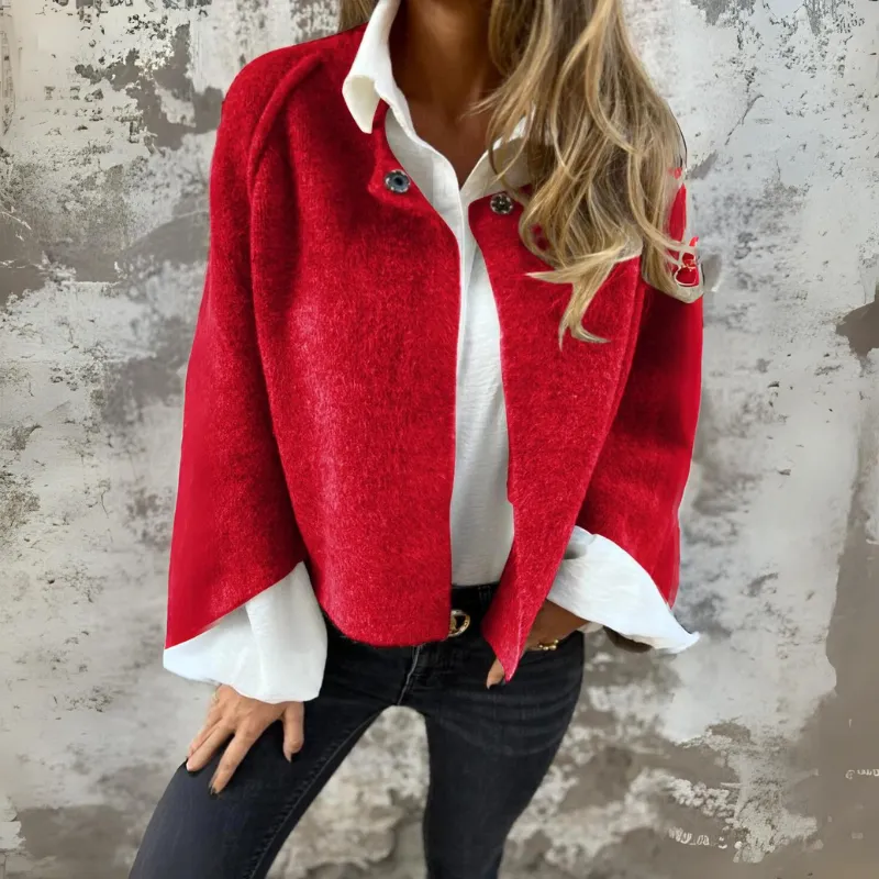 Woolen Round Long Sleeve Coat